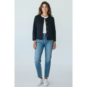 FRAME Women's Button Front Jacket, Navy, Blue SMALL/P